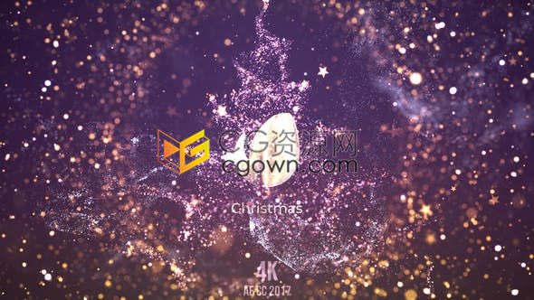 4K闪光魔法粒子背景黄金标志LOGO节日片头圣诞新年金色标题动画-AE模板