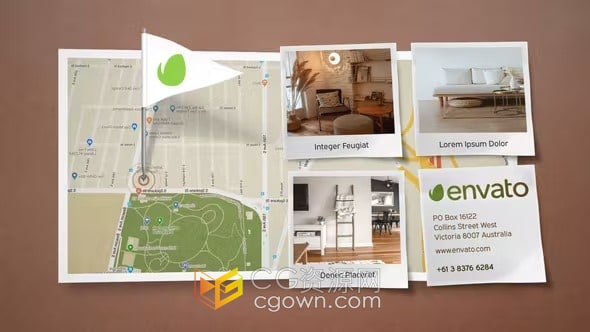 3D地图动画介绍位置路线地址动画视频-AE模板