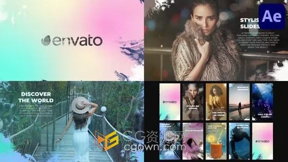 AE模板-明亮多彩轻快时尚墨水风格多用途广告介绍宣传视频