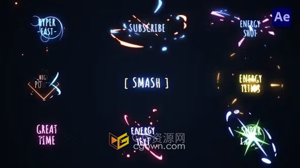 2D能量火花多彩文本卡通标题动画免费下载AE模板