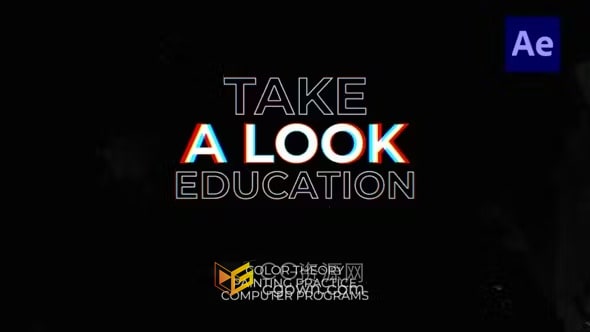 RGB故障效果描边和填充动画文本标题-AE模板