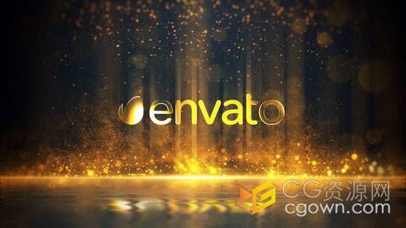 神奇魔法金色闪光烟雾粒子团坠落展示奢华珠宝品牌标志颁奖典礼标题片头-AE模板