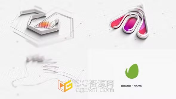 AE模板-简约大气绘画LOGO多彩明亮公司品牌标志动画