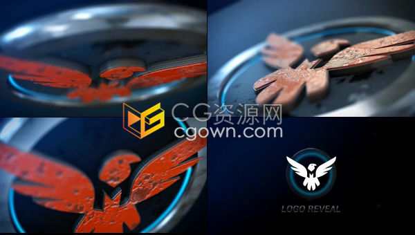 三维油漆涂料粗糙面金属感LOGO标志片头-AE模板下载