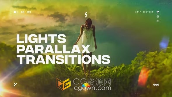 24个镜头光晕过渡自旋开场过渡效果视差灯转场-AE模板下载