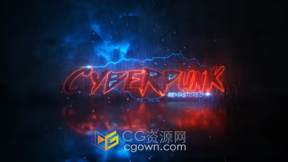 AE模板-黑暗场景霓虹灯闪电能量LOGO动画标志