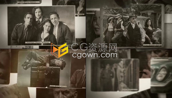 灰白色调复古陈旧老照片历史回忆纪录片视频相册-AE模板下载