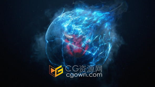 AE模板-3D标志冰封冻结风沙粒子消逝LOGO显示动画