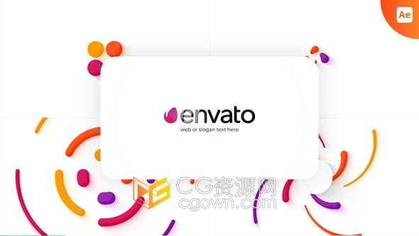 AE模板-彩色简单图形动画演绎现代时尚标志实用型LOGO片头