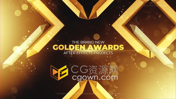 闪光金色散景动画背景年会颁奖豪华派对粒子标题包装开场白-AE模板