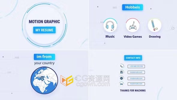 个人信息介绍宣传片专业视频简历作品演示-AE模板