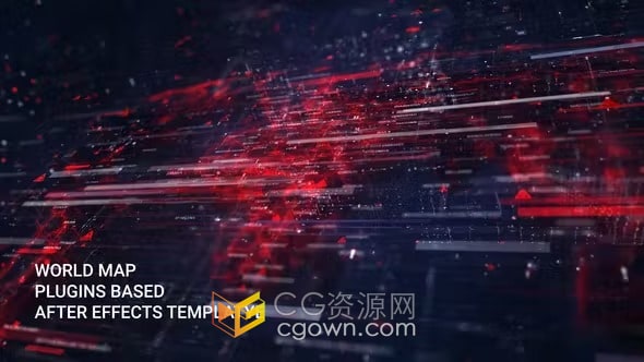 高科技数字地图世界地图背景带插件版AE工程