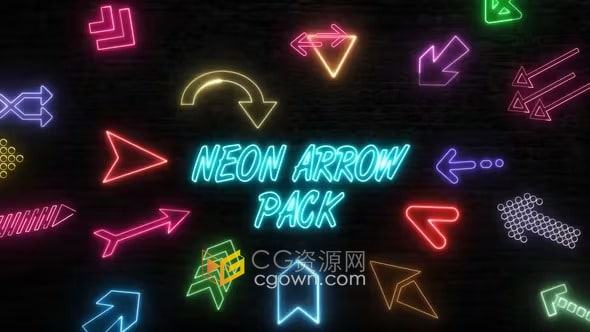 AE模板-免费下载彩色霓虹灯箭头元素包