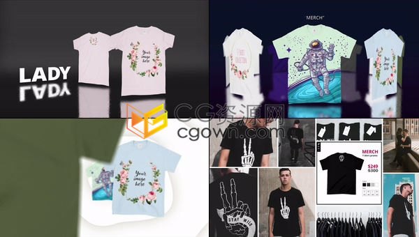 时尚设计男女T恤模型包场景动画DIY潮流服装店网店营销展示宣传广告-AE模板