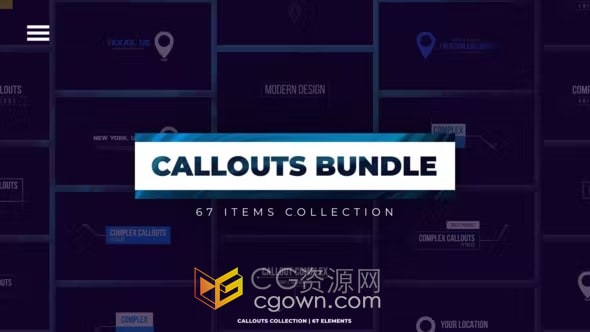 AE模板-67个线条呼出自适应排版位置标注CallOuts标题动画