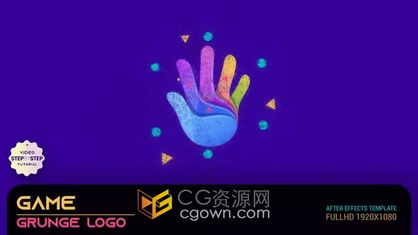 AE模板-几何形状和扭曲粒子动画适合娱乐视频剪辑Grunge标志