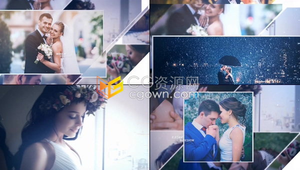 大气优雅浪漫粒子细屑飘浮点缀美丽婚纱照片婚礼视频相册-AE模板