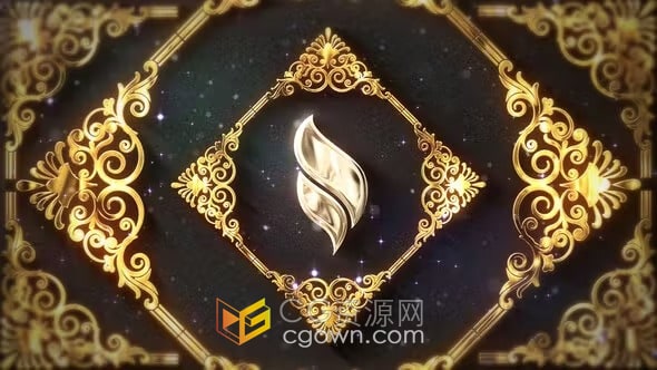 AE模板-豪华花纹框架标志曼陀罗复古装饰艺术LOGO显示