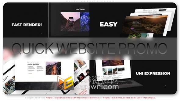 AE模板-清新风格快速网站推广计算机笔记本电脑移动设备应用程序展示