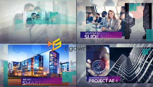 商务风简约线条图形过渡透明菱形背景多用途电子相册视频幻灯片-AE模板