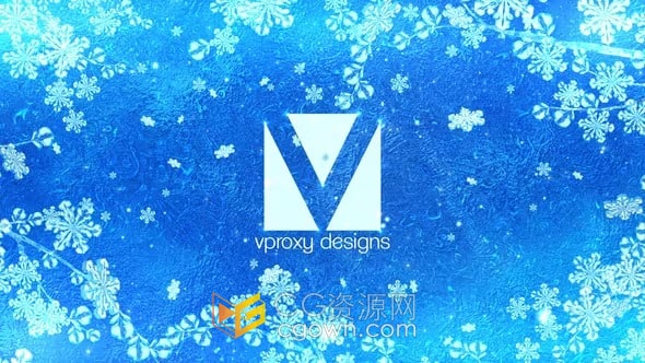 冬季主题水晶装饰闪光霜冻粒子雪花节日祝福贺卡LOGO动画-AE标志模板
