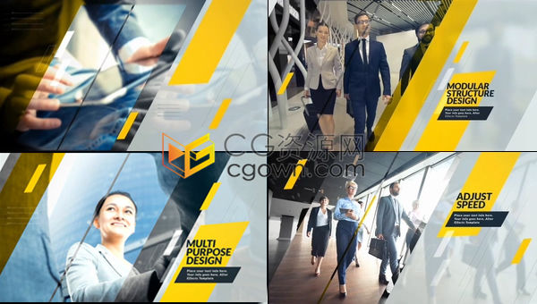 商业展示幻灯片对角线条分割画面聚焦展示公司宣传视频-AE模板