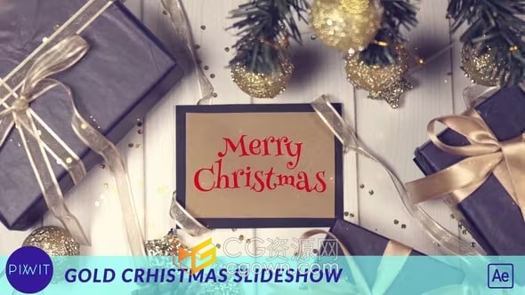 漂亮真实4K圣诞装饰场景镜头温馨相框照片视频相册-AE模板