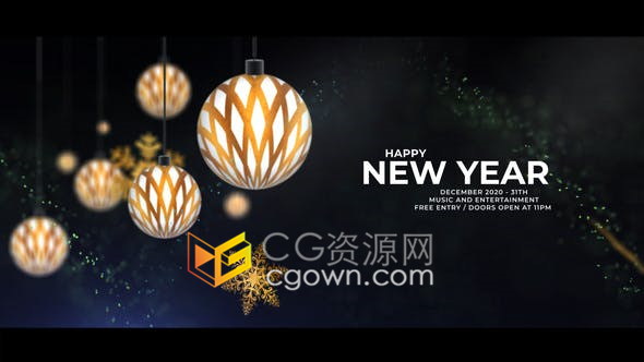 粒子动画庆祝装饰节日派对圣诞新年活动视频邀请函-AE模板