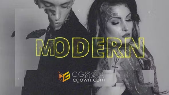 AE模板-现代故障幻灯片时尚视频片头