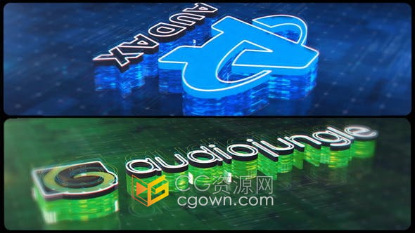 AE模板-超高科技未来全息图动画效果3D数字挤压标志