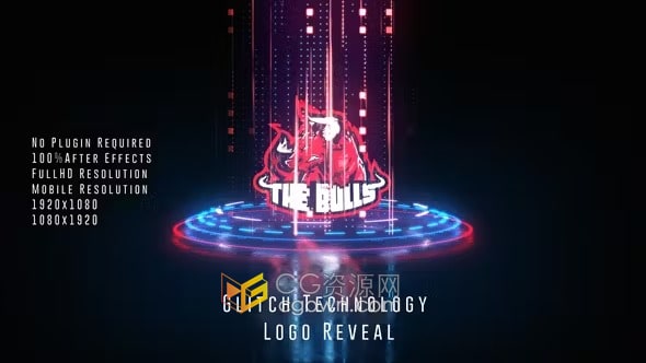 AE模板-人工智能集成画数据矩阵Glitch 技术标志故障LOGO