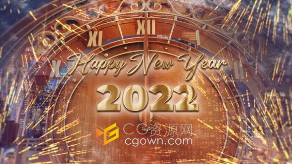 AE模板-新年倒计时时钟梦幻般烟花动画2022年倒数派对庆祝活动