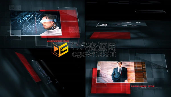 透明玻璃片网格矩阵立方体科技感展示公司宣传图文内容幻灯片视频-AE模板下载