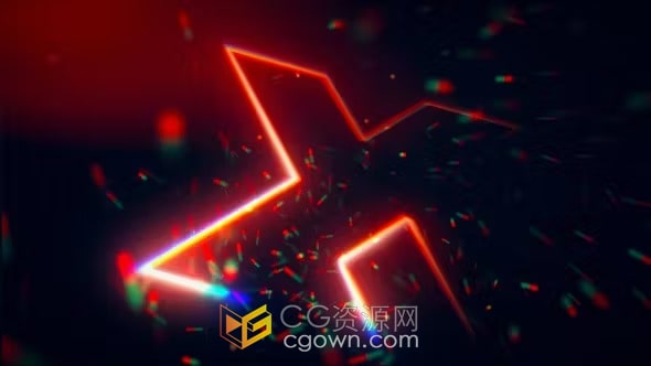 AE模板-霓虹灯光线绘制LOGO闪烁火花粒子动画标志