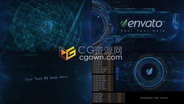 高科技感HUD全息手掌触摸指纹解锁技术LOGO演绎公司片头视频-AE模板下载