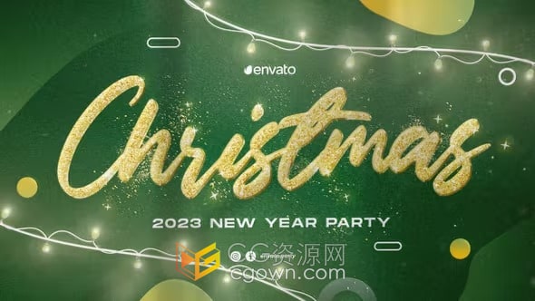 AE模板-粒子动画制作圣诞节新年活动派对邀请函电子贺卡节日祝福
