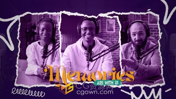 AE模板-时尚艺术拼贴错位剪纸插图元素复古风格片头