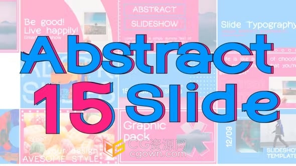 AE视频模板-15个抽象明亮快乐糖果主题时尚生活标题幻灯片