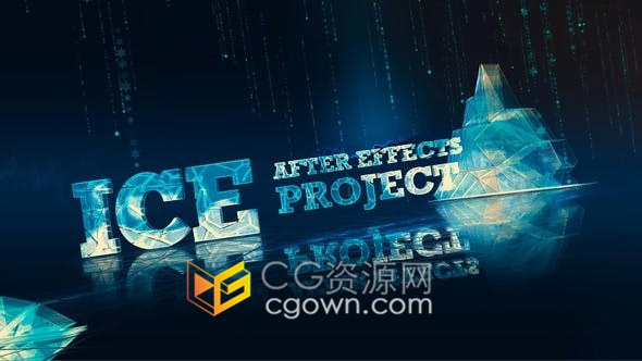 3D美丽粒子帘线堕落背景冬季圣诞元素冰雪模型冰块标题片头动画-AE模板