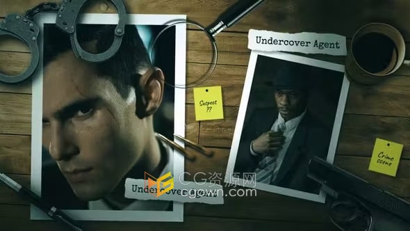 侦探氛围神秘阴谋故事场景演绎刑事犯罪卧底特工电影预告片-AE模板