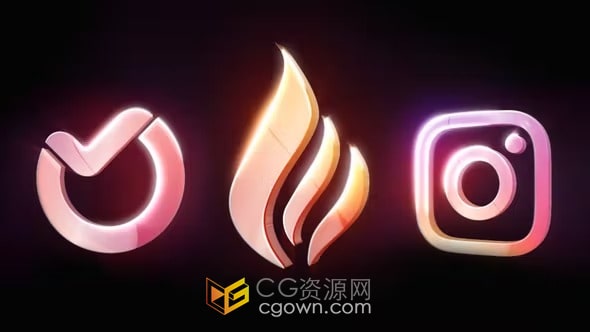 非常实用大气的企业LOGO发光闪亮标志动画-AE模板制作