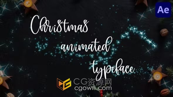 圣诞祝福多种风格动画字体AE模板节日派对新年视频邀请函制作