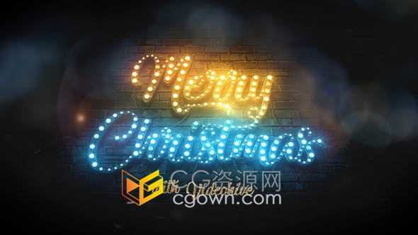 温暖气氛独特圣诞贺卡明亮节日元素灯泡动画效果-AE模板