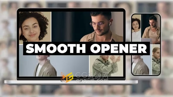 通用时尚多屏画面社交媒体宣传短片动态多帧视频片头-AE模板