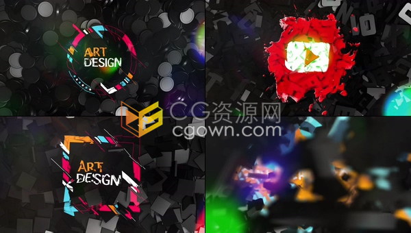 创意落下形状正方形星形3D投影LOGO效果视频片头动画制作-AE模板下载