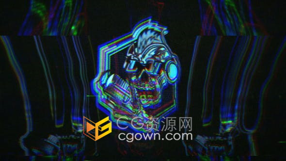 Glitch扭曲色彩分离失真故障偏移效果LOGO动画-AE模板
