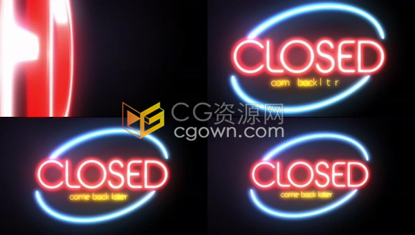 辉光霓虹灯80年代俱乐部LOGO发光动画效果片头-AE模板免费下载