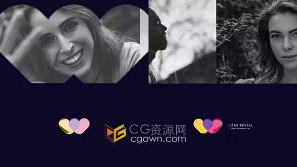 快速滑动黑白照片LOGO标志片头-AE模板