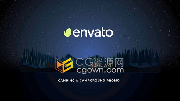 户外旅行野餐露营3D动画场景宣传片头-AE模板