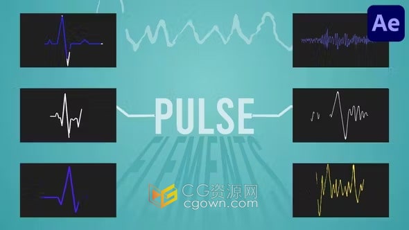 AE模板-能量脉冲动画元素肾上腺素激增心电图医学健康医疗演示